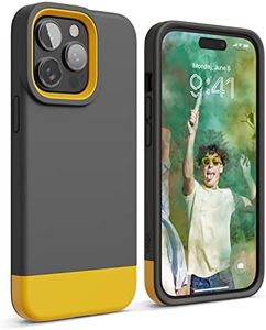 elago Glide Case Compatible with iPhone 14 Pro Max Case (6.7"), Simple and Unique Design, Protective TPU Cover, Upgraded Shockproof, Mix and Match Parts, Enhanced Camera Guard (Dark Grey/Yellow)