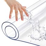 1.5mm Thick 20x96 Inches Clear Dining Room Table Protector Heavy Duty Glass Desk Topper Conference Party Table Surface Cover Mat Easy Clean Heat Resistant Wood Furniture Transparent Vinyl Tablecloth