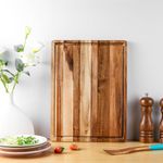 Wood Chopping Board,James.F Thick Acacia Wooden Chopping Board with Juice Groove, Reversible Wood Serving Cutting Board for Kitchen,Charcuterie Board for Meat Bread Cheese(40 x 30 x 1.8 cm)