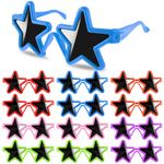 ASTER 12Pcs Star Glasses, Kids Star Sunglasses, Novelty Glasses Fun Sunglasses Bulk Disco Glasses Colorful Neon Sunglasses for Summer Beach Birthday Party Favors Photo Booth Props