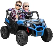 Qaba 24V 2 Seater Ride on Car, Electric Off-Road UTV Truck w/Parent Remote Control, Music, Lights, Ride on Toy for Kids Ages 3-8, Blue