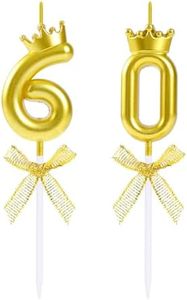 EAKE 60th Birthday Candles with Crown, Gold Number 60 Candles for 60 Years Old Birthday Cake Topper or Wedding Anniversary Party Celebration Decoration