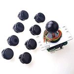 SANWA JLF-TP-8YT Joystick + Sanwa 8 pcs OBSF-30 Push Button Bundle Kit Black - for Arcade Game 4 & 8 Way Adjustable, Compatible with Catz Mad SF4 Tournament Joystick (Black Ball Top) S@NWA