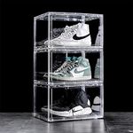 KEEKOS Shoe Organizer Boxes Black Plastic Stackable Shoe Storage Bins For Closetshoe Holder Sneaker Display Case 20 X 20 X 3 cm