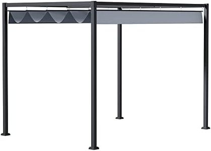 Outsunny Pergola 4x3m Garten Pavillon, Terrassendachung aus Stahl, Gartenpavillon mit verstellbares Dach, Freistehend, Sonnenschutz für Terrasse und Garten, Dunkelgrau
