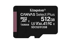 Kingston 512GB Canvas Select Plus microSDXC Card | Up to 100MB/s | A1 Class 10 UHS-I | Without Adapter | SDCS2/512GBSP