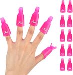 (10 Pcs Pink) Plastic Acrylic Nail Art Soak Off Cap Clip UV Gel Polish Remover Wrap Tool Gel Nail Polish Remover Clips for Fingernail Removal Soak Off Clips Wrap Cleaner Cap Clip