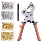Swpeet 1002Pcs 2 Colors 1/4 Inch (6mm) Grommet Pliers Metal Grommets Kit, Grommet Handheld Hole Punch Pliers with 1000Pcs Gold/Sliver Grommets for Grommet Machine Hand Press Grommet Tool Leather
