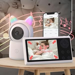 ADVWIN Baby Monitor with 4.3" Display & App, Motion & Cry Detection, 300m Range, 2-Way Audio, Temperature & Humidity Sensor, Compatible with Echo Show & Google Home