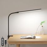 Lepro Clip on Desk Lamp, LED Reading Light, Dimmable USB Clamp Lamp with 3 Color Modes 10 Brightness, Adjustable Flexible Gooseneck Table Light for Bed Headboard, Workbench, Home Office, Black