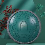 Steel Tongue Drum Kmise 14 inch 15 Notes Alloy Hangdrum Hank Drum Hang Tank Drum Percussion Instrument with Drum Mallets Carry Bag Music Book