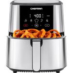 Chefman TurboFry® Touch Air Fryer, XL 8-Qt (7.5L) Family Size, One-Touch Digital Control Presets, French Fries, Chicken, Meat, Fish, Nonstick Dishwasher-Safe Parts, Automatic Shutoff, Stainless Steel