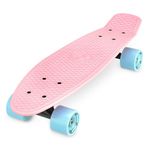 Xootz 22 Inch PP Cruiser Pastel Pink - Kids Mini Skateboard with PP Deck, Beginner Friendly, Compact Skateboard