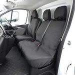 UK Custom Covers SC296BAD2 Tailored Heavy Duty Waterproof Front Seat Covers (NO Split Passenger Seat) Black - To Fit Renault Trafic Standard Van 2014 Onwards