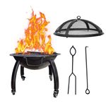 BKR® Round Firepit with Skewers - 58 x 58 x 33 cm, Outdoor BBQ and Fire Pit