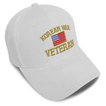 Speedy Pros Baseball Cap American Veteran Korean War A Embroidery Dad Hats for Men & Women, White, One Size