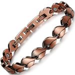 RainSo Womens Magnetic Pure Copper Bracelets for Wristband Adjustable with 3 Smart Buckle with Gift Box