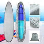 100% Waterproof Kayak Cover, 420D Kayak Storage Cover Dust Sunblock & UV Wind Protection Canoe Cover Sunlight Shield for Fishing Boat Kayak Canoe Paddle Board 14.7-16 FT