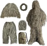 Kute 'n' Koo Premium Ghillie Suits for Adults and Kids, 5 in 1 Bush Costume Forest Grass and Dry Grass Camouflage Styles (L for Adults, Dry Grass)