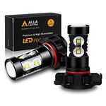 Alla Lighting 2400 Lumens 5201 DRL PS24WFF 5202 LED Fog Lights Bulbs, 6000K Xenon White PS19W 12085C1 Fog Lamps Replacement