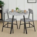 Best Choice Products 3-Piece Mid-Century Modern Round Dining Set, Space Saving Dinette for Kitchen, Dining Room, Small Space w/Metal Legs - Gray