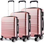 Kono Luggage Sets of 3 Piece Lightweight 4 Spinner Wheels Hard Shell Trolley Case 20"/24"/28" (Nude Set)