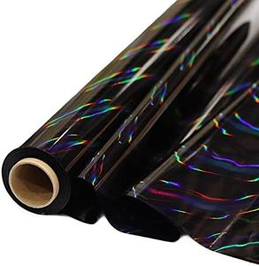 CMFYHM Iridescent Black Cellophane Wrap Roll I 34 In Wide X 100 Ft Long I Colorful Cello Perfect For Baskets,Gifts, Treats,Birthday Holiday Wedding Floral, Party Arts Crafts Decoration (Black)