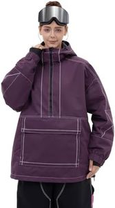 SNOWVERB Womens Baggy Snow Insulated Jacket Winter Waterproof Big Cargo Pocket Windproof Snowboarding Jacket with Hood (US, Alpha, Medium, Regular, Regular, Purple)
