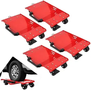 Aoile Car Dolly Set of 4, 8000LBS Capacity Car Dollies with Tow Hooks, Wheel Dolly Set of 4 with Thickened Handles & Sidebar, Car Dolly, Car Wheel Dolly with Security Lock for Moving Vehicles