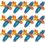 Fun Express Foam Airplanes for Kids 12 Pack - DIY Glider Plane Craft Kit with 229 Stickers | Airplane Party Favors for Birthday Activities | Flying Toy Airplanes Ages 3+