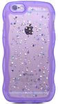 Qokey for iPhone 6S Case,iPhone 6 Case 4.7",Curly Wavy Design Transparent Bling Glitter Star Shiny Case Cute Clear Transparent Full Protection Soft TPU Shockproof Phone Cover for Women Girls,Purple