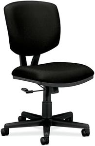 HON Volt Armless Chair, Ergonomic Adjustable Center-Tilt Recline, Fabric Back and Seat, Swivel Desk Chair, Black