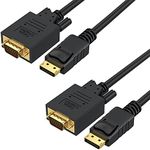 DP to VGA Cable 6ft, [2-Pack] Cable