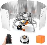 Odoland 3500W Windproof Camping Stove with Folding Windscreen and Fuel Canister Adapter, Portable Collapsible Camp Gas Stove Burner Outdoor Backpacking, Hiking Trekking and Picnic