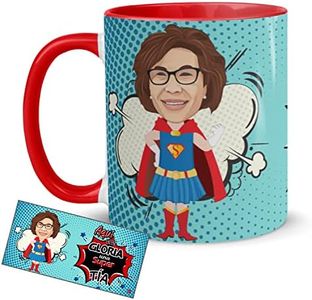 Kembilove Tazas Desayuno con Caricaturas Personalizadas y Nombre – Tazas de café Personalizadas Aquí bebe una Super Tía – Regalos originales Familia