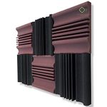 YGM Acoustic Foams® Wave Diffuser Premium Studio Absorption Foam Wall Panel - PACK of 18, Coffee & Black, 12'' X 12'' X 2'' Broadband Sound Absorber - Periodic Groove Structure