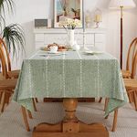 GSG Rustic Linen Table Cloth Boho Style Green,Kitchen Dining Room Tablecloths for Rectangle Tables, Washable Wrinkle Resistant,54 x 54 inches