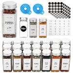 Spice Jars with Lids 25 Pcs, 4oz Square Glass Spice Jars with 150 Labels Shaker Lids 45pcs, 120ml Kitchen Spice Containers with Label Pen, Hose Brush