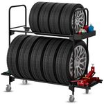 EROTASH Rolling Tire Rack for Garage,Tire Storage Rack, Heavy-Duty Wheel Rack, Tire Shelf with 5" Caster Wheels