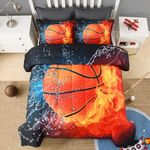 Andency Basketball Comforter Set - Full Size (79x90 Inch), 3 Pieces (1 Comforter, 2 Pillowcases) Microfiber Sport Bedding for Kids Boys Girls Teens
