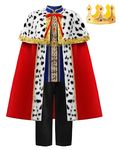 ReliBeauty Kids King Costume for Boys Girls with Robe and King Crown 130