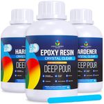 Craft Resin Deep Pour Epoxy Resin 1.5L Kit - 2-4" Pour Depths Crystal Clear Casting Resin for River Table, Mold, Flower and Wood - Bubble Free, Self-Leveling, Food Safe, Heat & UV Resistant