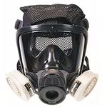 MSA 10083788 Advantage 4200 Series Full-Facepiece Silicone Respirator with Polyester Net Head Harness, Twin-Port, Large