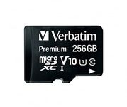 Verbatim Premium Micro SDXC Memory Card with Adapter, 256 GB, Data Storage for Photo and Video Recording, Micro SD Card in Black, Ideal for Mobile Phone, Camera or Tablet