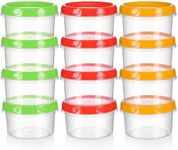 12 Pack 8oz Small Containers with Lids, Reusable Plastic Dressing Containers for Snack and Puree Salad Dressing Container to Go Deli Containers Freezer Condiment Containers Dishwasher Safe BPA Free