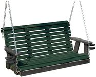 Poly Lumber Wood 5FT Cupholders Porch Swing Amish Craftsmandship Made in USA HDPE with No wood fibers 1000 lbs Limit. Stainless Steel hardware.Signature Rollback for Patio Outdoor Backyard Garden Park
