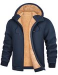 UMIPUBO Mens Hoodies Fleece Hoodie Sweatshirt Zip Up Sherpa Lined Jackets Thermal Long Sleeve Thick Warm Coats Casual Winter Hooded Outerwear with Pockets for Men (Navy, M)