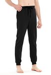 Idtswch 36 Inseam Long Inseam Mens Tall Sweatpants Extra Long Joggers Pant with Zip Pockets Black