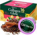 Gya Tea Co Collagen Glow Black Tea K Cups - Highly Caffeinated Smooth Tea K Cups - Kickstart Day with Tea Pods - Tea K Cup Tea Pods Tea Gifts for Tea Lovers