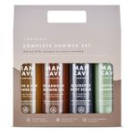 Mancave Men’s Complete Shower Gift Set, 4 Signature Shower Products For Men, Caffeine Shampoo, 2 Natural Sulphate Free Shower Gels and Blackspice Body Scrub, Amazon Exclusive, Vegan, Made in England